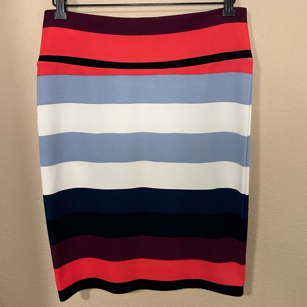 Pencil skirt multi color striped Coral Black size large